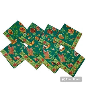 Vintage Stoff Servietten Servietten Grün Blume 8er Set 16" x 15" - Bild 1 von 9