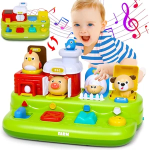Interactive Pop Farm Animal up Toys with Music Sounds Montessori Cause and Effec - Picture 1 of 12