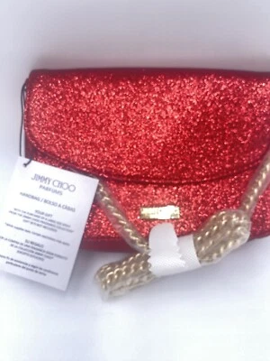Nuevo con etiquetas Bolso sin asas Jimmy Choo Perfumes Rojo Brillo Cadena Dorada Noche Formal Foto 1 de 4