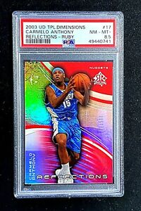 CARMELO ANTHONY RC 2003-04 REFLECTIONS RUBY #D SP /500 PSA 8.5 DIMENSIONS G3494