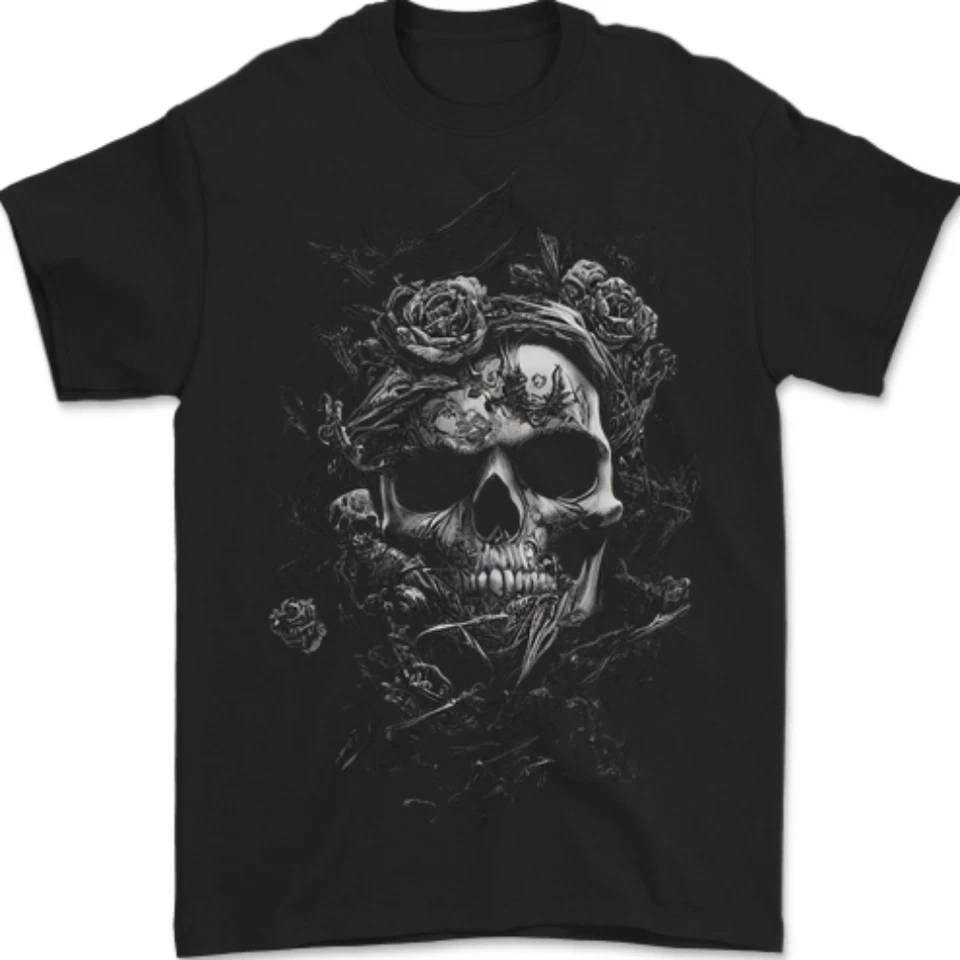 Dark Skull Dark Heart Gothic Goth Mens T-Shirt 100% Cotton - Image 1 of 1
