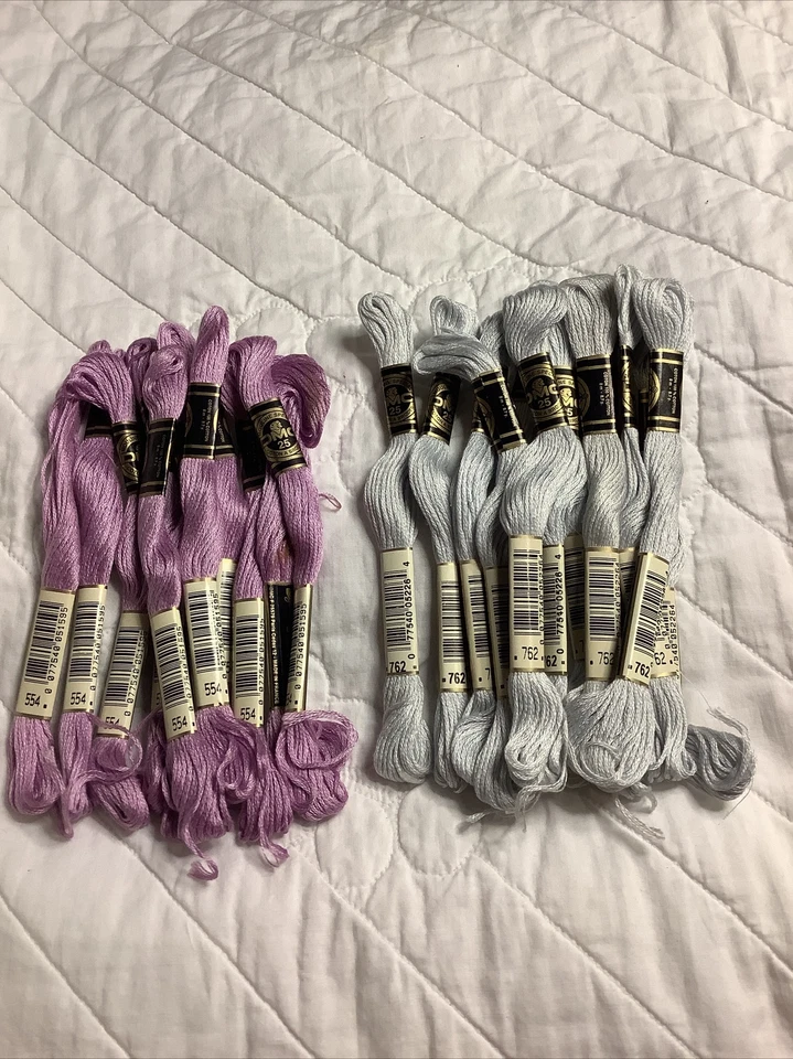 DMC 6- Strand Embroidery Cotton Floss 24 Skeins 11 # 554 Lavender 13 # 762 Gray - Image 1 of 1