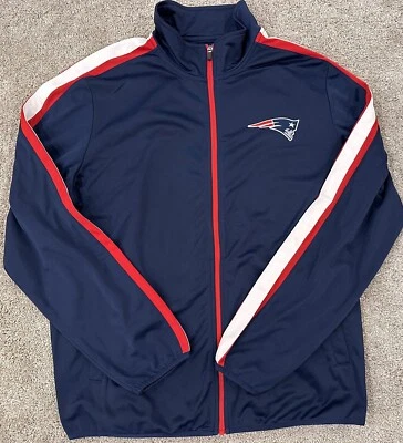 Chaqueta de Pista New England Patriots Para Hombres XL Calentamiento Cremallera Completa Retro NFL Azul Pats Foto 1 de 4