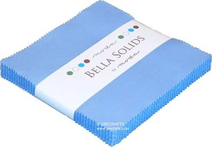 Light Blue Moda Bella Solids Charm Pack 42 100% Cotton 5" Precut Fabric Squares - Picture 1 of 1
