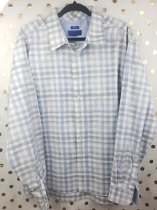 Egara Men's Button Down Long Sleeve Blue Grey Squared Dress Shirt XXL - Picture 1 of 7