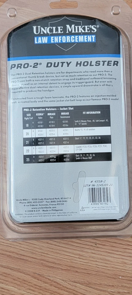 Uncle Mike's Pro-2 Dual Retention Holster Kodra Nylon Left Hand - S&w 9mm & SI