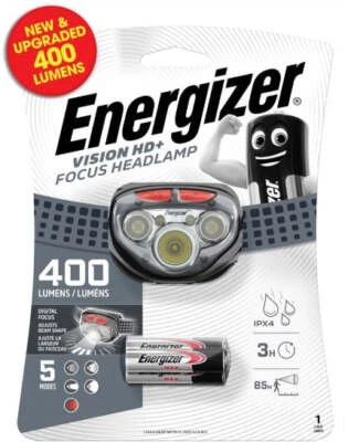 NEW Energizer Vision HD+ Focus 400 Lumen Headlight Headlamp + 3 Max Batteries - Image 1 of 3
