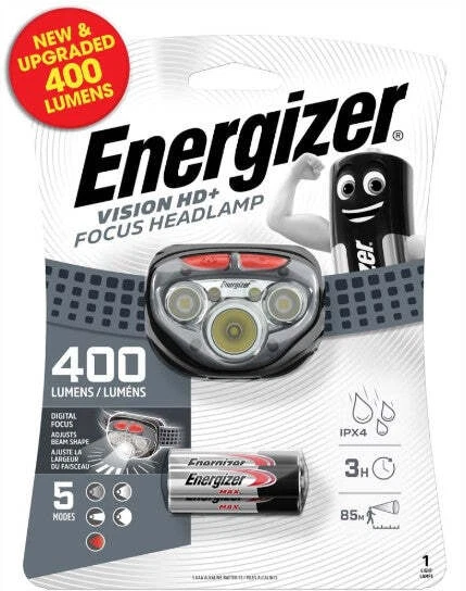 NEW Energizer Vision HD+ Focus 400 Lumen Headlight Headlamp + 3 Max Batteries - Image 1 of 3