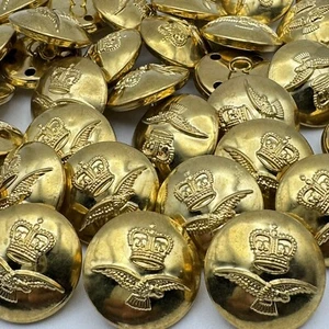 Corona d'oro/aquila volante stampato/in rilievo bottone in metallo militare 23 mm 7/8" gambo - Foto 1 di 3