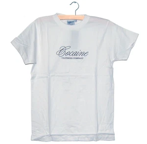 Jerkwear T-shirt uomo divertente taglia L "COCAINE clothing company" bianca funshirt - Foto 1 di 1