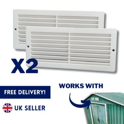 2x Metal Shed Replacement Vent Grill Cover Plate Grate Works with Outsunny UK - Image 1 of 4