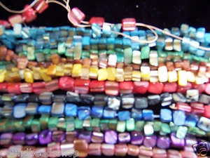 A string of 16"  quality shell nugget beads of 8 mm, 11 colours - Picture 1 of 12