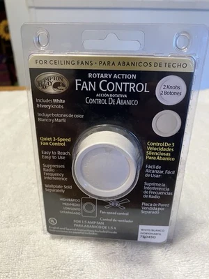 Interruptor de control del ventilador de 3 velocidades de acción giratoria Hampton Bay 750450 perilla blanca y marfil Foto 1 de 4
