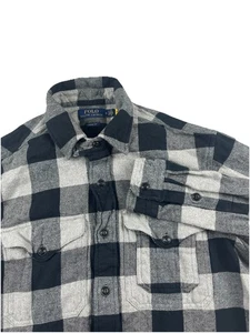 Polo Ralph Lauren klassische Passform schwarz grau Buffalo kariert Flanellhemd Herren Medium - Bild 1 von 8