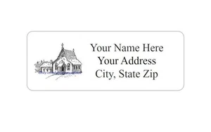 30 Pieces Country Church Return / Mailing Address labels  1" x 2.625"   - Picture 1 of 2