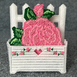 Rose Coaster Set Handmade Embroidered Pink Green Floral Grandmacore Home Decor - Picture 1 of 13