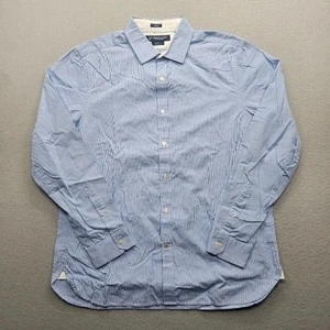 Camisa de manga larga a rayas azul blanco talla grande American Eagle Outfitters para hombre - Imagen 1 de 11