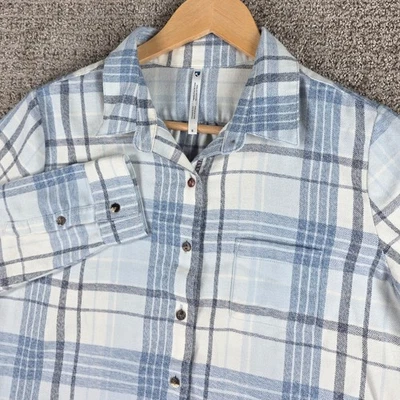 Camisa Kuhl Kamila Franela Mujer Cuadros Abotonada Manga Larga Talla S Azul Blanco Foto 1 de 4