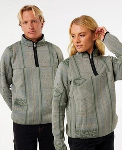 Unisex M Rip Curl x BYBORRE ZIP CREW Jumper Hoodie New 067MFL Green Rrp $229.99 - Picture 1 of 5