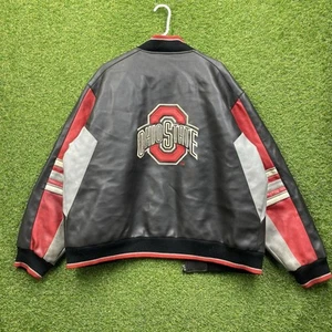 G-III Ohio State Buckeyes Leather Jacket Mens XL Full Zip Up 2000s University - Picture 1 of 14
