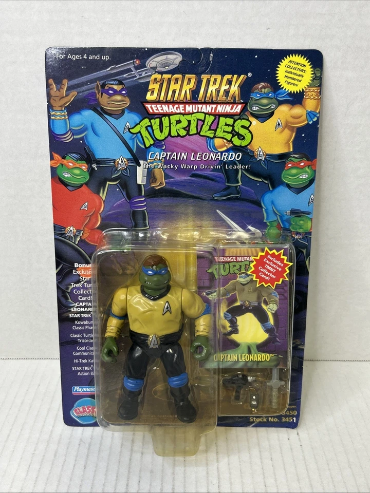 1994 Teenage Mutant Ninja Turtles Star Trek Captain Leonardo Leo Playmates Toys