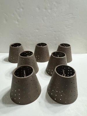 Chandelier/Sconce Shade, Rustic Hand Punched Tin, Rusted Look,  Set of 7 - Image 1 of 4