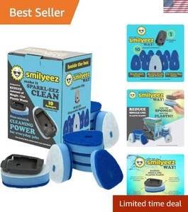 10er-Pack kratzfeste Schwamm-Nachfüllpackungen mit wiederverwendbarem Clip für Scotch-Brite Geschirrstäbe - Bild 1 von 8