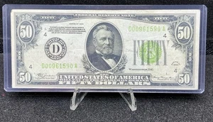 1934 $50 Federal Reserve Note, Cleveland, Ohio Lime Green Z68 - Picture 1 of 2