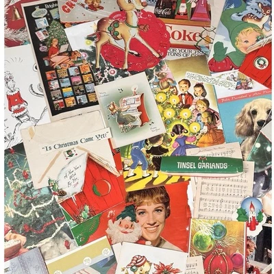 Christmas Junk Journal VTG Ephemera (55pc) MCM Retro 50's- 60's Mixed Lot - Image 1 of 4