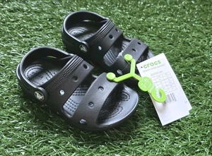 NWT Crocs Classic Clog Sandals Black Double Strap Toddler Size 9c - Picture 1 of 5