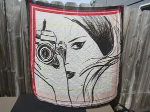 Vintage Silk Square Scarfe Women with Camera made in France by Promod - Picture 1 of 5