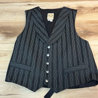 Chaleco Wah Maker Frontier Para Hombres Grande Metal Botón Rayas Patrón Diamante EE. UU. Foto 1 de 4