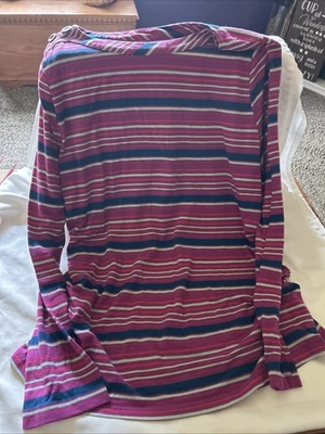 Liz Lange Maternidade Feminina L Azul Marinho/Roxo Cinza Listrado Elástico Lados Arruchados - Imagem 1 de 4