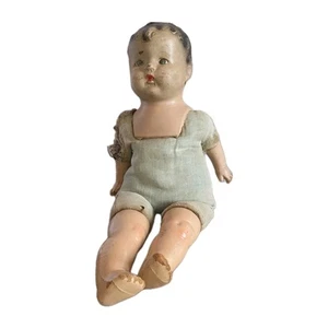 Gruselige antike 15" Puppe Schlafaugen Komposition 1920er fester Körper Halloween Requisite - Bild 1 von 11