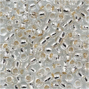 6/0 4mm Glass Beads, Black, Pink Ceylon, Silver Lined Crystal Clear Transpare... - Picture 1 of 3