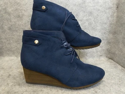 Женские сапоги Dr Scholls 11 Be Energized с технологией пены синие искусственная замша на танкетке - Изображение 1 из 4