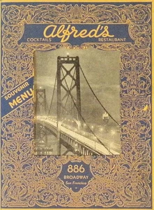 1952 Menu Souvenir Alfreds Restaurant 886 Broadway San Francisco - Picture 1 of 3