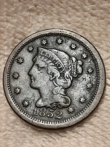 Nice 1852 Braided Hair Large Cent. FREE SHIPPING!! - Picture 1 of 2