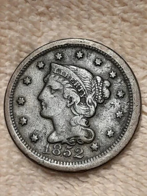 Nice 1852 Braided Hair Large Cent. FREE SHIPPING!! - Image 1 of 2