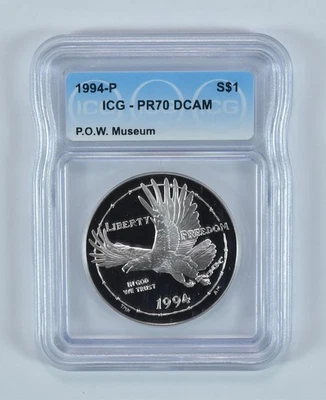 1994-P POW Museum Commemorative Silver Dollar PR70 DCAM ICG *4866 - Image 1 of 4