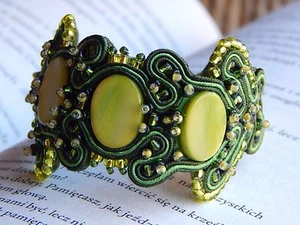 Soutache Bracelet with Mother of Pearl - Picture 1 of 4