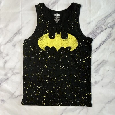 Camiseta sin mangas Batman para mujer talla pequeña negra amarilla salpicaduras F24 Foto 1 de 4