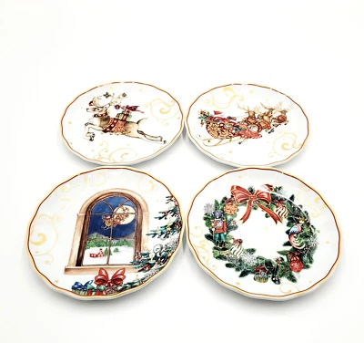 WILLIAMS-SONOMA Williams Sonoma Twas The Night Before Christmas Appetizer Plates Set of 4 NEW