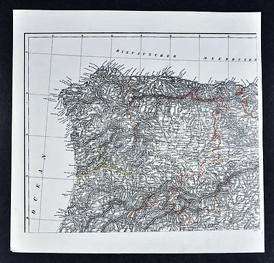 1847 Flemming Map - Northwest Spain Portugal Salamanca Madrid Santiago Oporto - Image 1 of 3