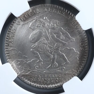Breton 518 NGC AU det. 1757 Franco-American original jeton silver Mars Neptune - Image 1 of 4