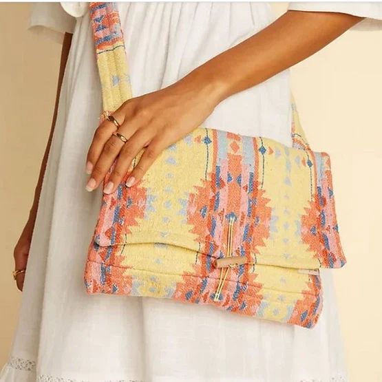 Billabong X Wrangler All Together Flap Crossbody Tote Bag Textured Yellow Purse