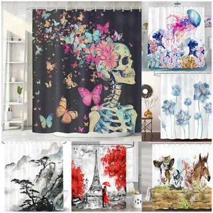 Duschvorhang Kunst Duschvorhang Extra Lang Textil Anti Schimmel Wasserdicht - Bild 1 von 13