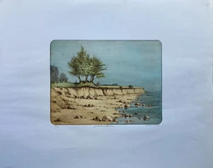 Radierung Aquatinta G. Richter Ostsee Fehmarn Steilküste Strand 1983 - Bild 1 von 8