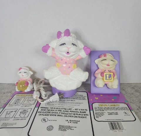 Baby Lamb Chop Bedside Nite Light 3-Piece Set Shari Lewis 1993 Vintage Cover