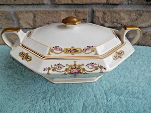 VINTAGE FRENCH BELCLAIR FRENCH CHINA CO. VEGETABLE SOUP TUREEN WITH LID - Picture 1 of 24
